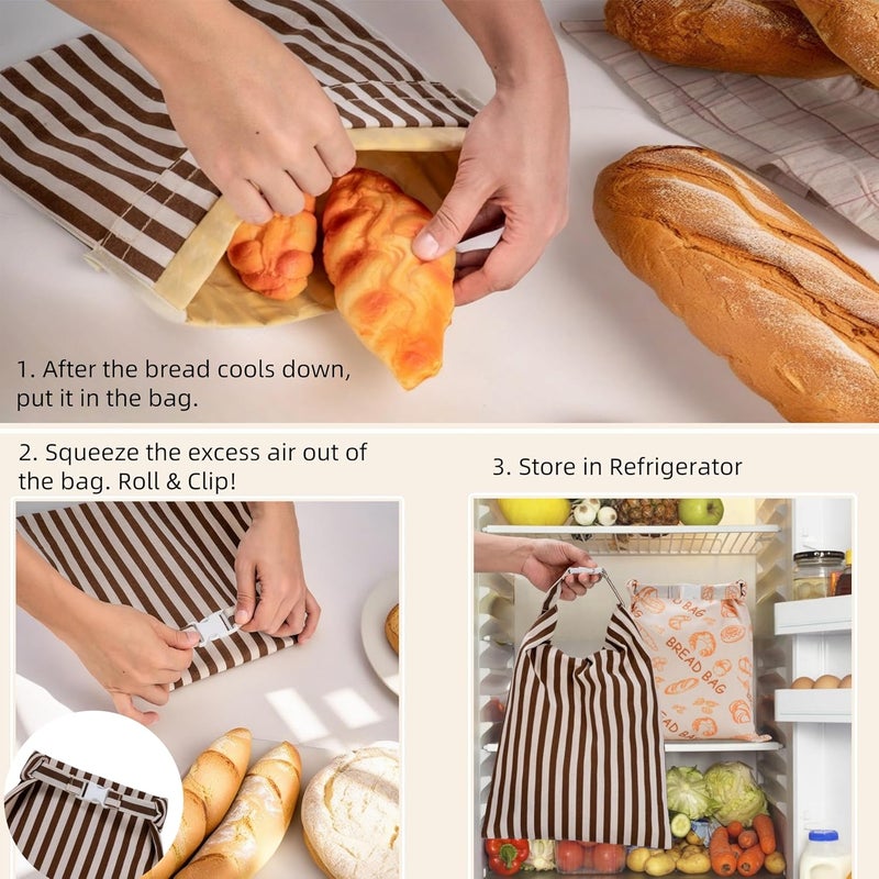 GDDAY Beeswax Bread Bags for Homemade Bread,Reusable Beeswax Bags for Sourdough,Cotton Linen Food Storage Bag to Keep Fresh - Extra Large 2 Pack - Image 5